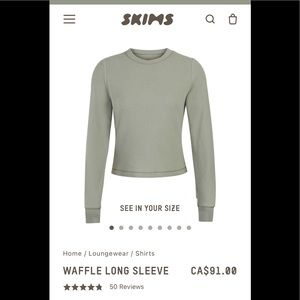 SKIMS Waffle Knit Long Sleeve Tee - Sage